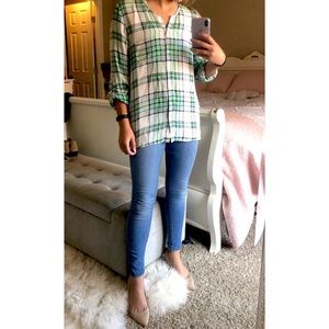 Joie silk plaid button down!